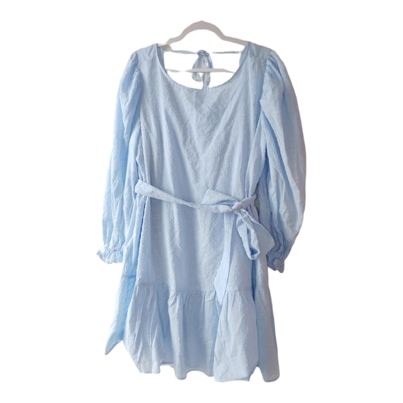 Eloquii Long Sleeve Swiss Dot Baby Doll Tiered Dress SZ 18 - Picture 1 of 14